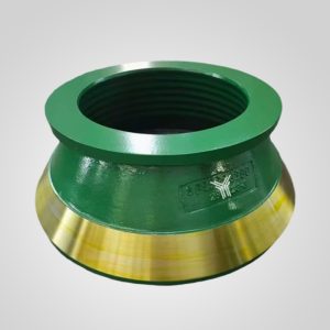 Internal view of cone crusher bowl assembly showing the seating interface of liner 1048300031