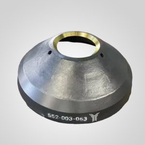 Factory GP550 cone crusher spare part 552-003-063 showing machined seating surface and manganese steel grain texture